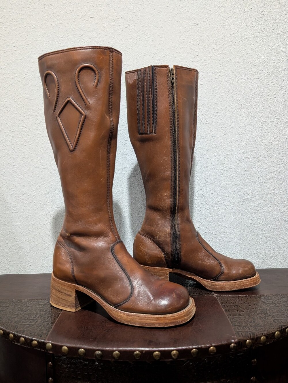 Vintage Frye Black Label Brown Leather Tall Boots Handcrafted USA Size 7B - Picture 5 of 16